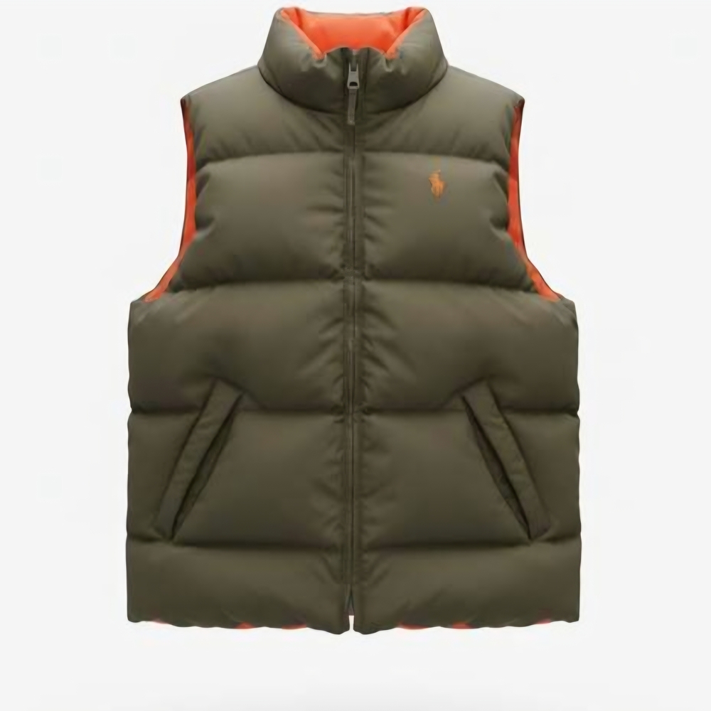 Ralph Lauren Kids Reversible Vest Olive and Orange Puffer Vest